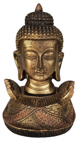Imagem de Estatueta Cabeça Pequena Rosto Do Buda Hindu Dourado Resina