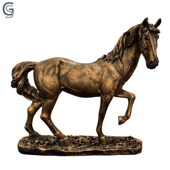 Imagem de Estatueta Cavalo Dourado Cavalo Competição Troféu em Resina