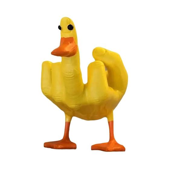 Imagem de Estatueta de Pato Engraçado com Dedo do Meio - Decoração de Resina