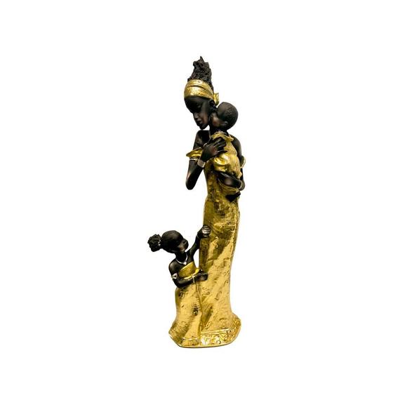 Imagem de Estatueta de resina Elby Mulher africana e filhos 28cm