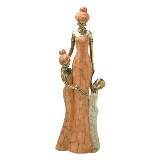 Imagem de Estatueta Decorativa Mulher Africana E Filhos Sala Mesa Casa
