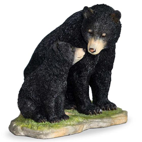 Imagem de Estatueta Decorativa Urso Negro C/ Filhote 15cm Altura