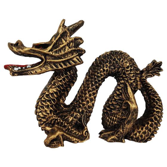 Imagem de Estatueta Dragao Chines Gr de Resina cor Dourado - Decore Casa