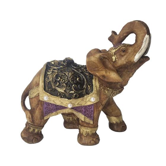 Imagem de Estatueta Elefante Manto Tapete Com Pérolas 22Cm 922