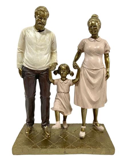 Imagem de Estatueta Enfeite Avós com Neta em Resina Decoração Moderna