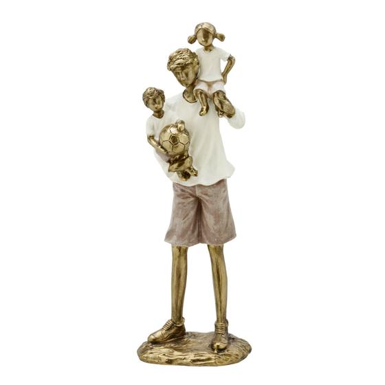 Imagem de Estatueta Família Pai com casal de filhos gêmeos Gold - 257-697