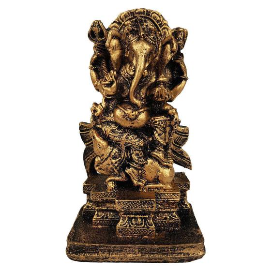 Imagem de Estatueta Ganesha Em Pé De Resina Cor Dourada