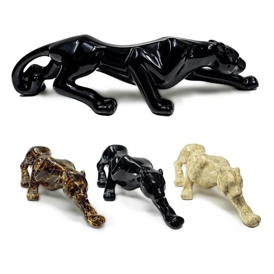 Imagem de Estatueta Pantera Negra Onça Jaguar em Cerâmica Decoração