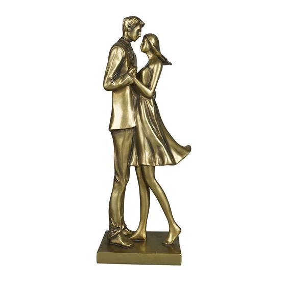 Imagem de Estatueta  Resina De Casal Dourada enfeite