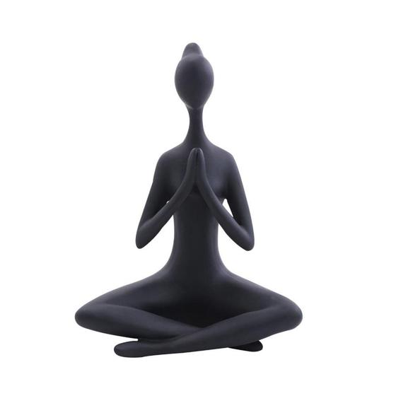 Imagem de Estatueta Resina Mulher Fazendo Yoga Preto 26x20x20 1115899 - Cromus