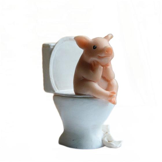 Imagem de Estatuetas Wokex Cute Pig Figure, resina, decoração de casa para crianças