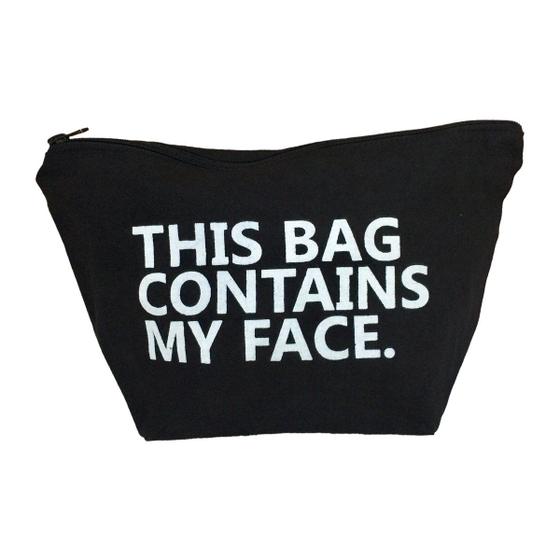 Imagem de Este saco contém meu rosto preto grande cosmético bolsa de maquiagem lona Toiletry Travel Kit Case