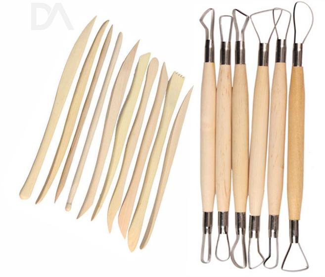 Imagem de Estecas modelagem corte argila arame madeira escultura kit