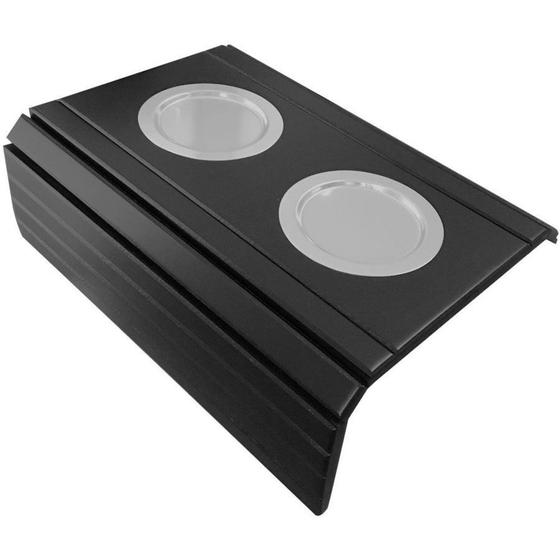 Imagem de Esteira De Braço De Sofá Preto Com Porta Copos De Alumínio.