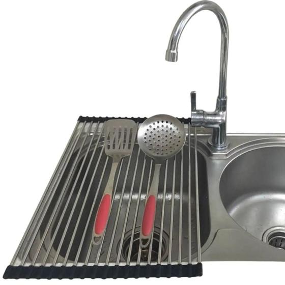 Imagem de Esteira Escorredor De Louça Dobrável Inox 30Cm Extende 52Cm