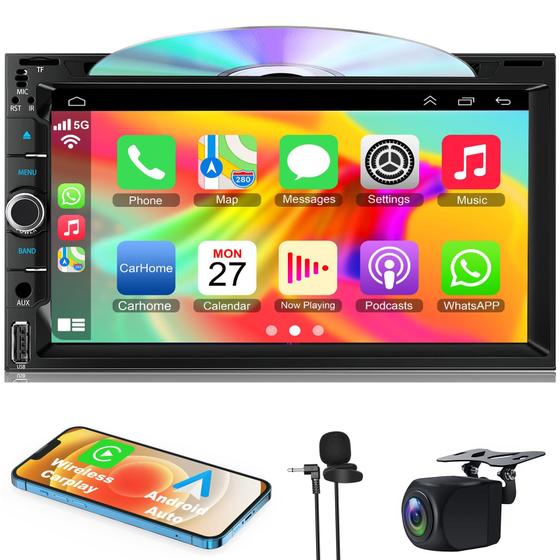 Imagem de Estéreo Automotivo WowiVid 7" Double Din com CarPlay e Android Auto
