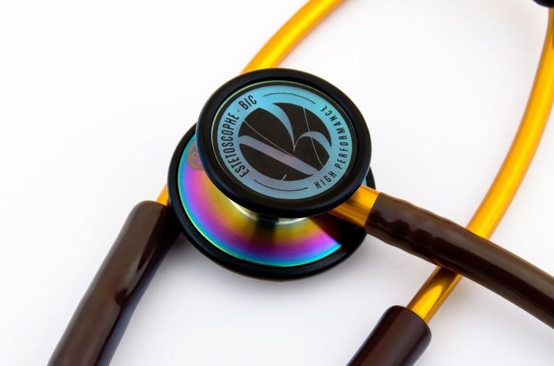Estetoscópio Profissional Duplo Inox Adulto E Infantil Cor Chocolate E Arco Iris - Bic Imagem de Estetoscópio Profissional Duplo Inox Adulto E Infantil Cor Chocolate E Arco Iris - Bic