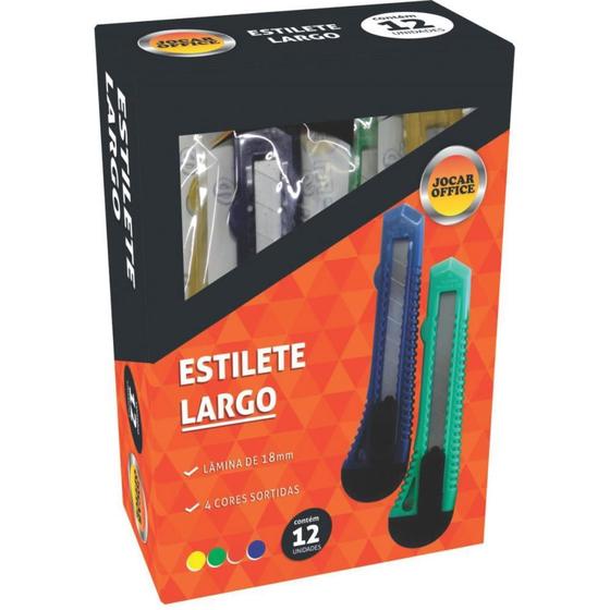 Imagem de Estilete Largo Plástico 18MM - Cores Sortidas - Caixa com 12 Unidades