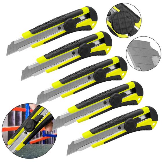 Imagem de Estilete Profissional Anatômico Reforçado Com Trava 18mm 5un