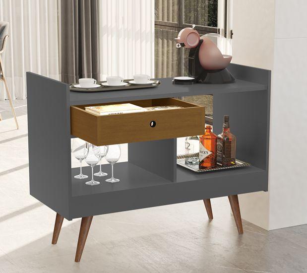 Imagem de Estilo Retrô Aparador Buffet Pés Palito Divisor de Ambientes 40-64 cor Onix / Nature - Comprar Moveis em Casa