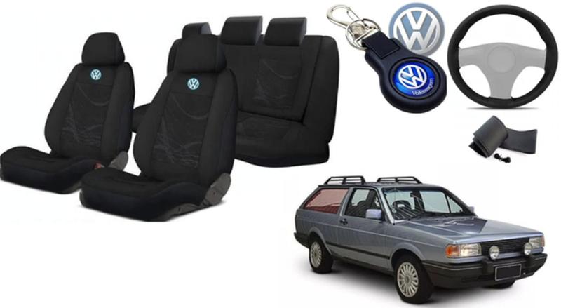 Imagem de Estilo Retrô: Capas de Tecido para Bancos Parati 1982-1996 + Volante e Chaveiro da Volkswagen