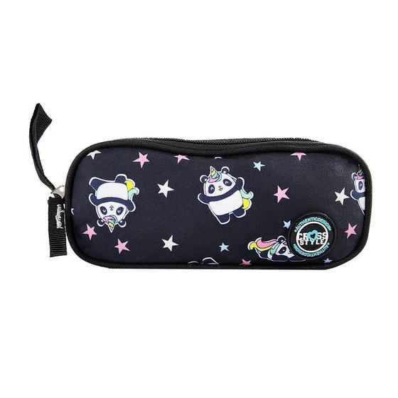 Imagem de Estojo 2 Divisórias Cross Style Panda Unicórnio Preto Clio