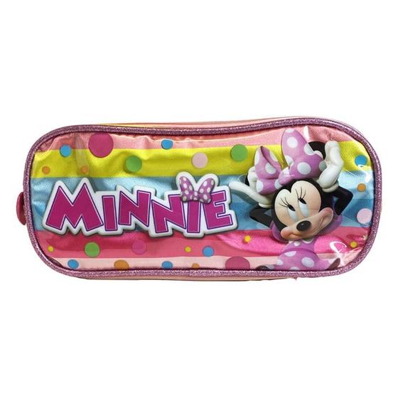 Imagem de Estojo 2 Divisórias Escolar Minnie Listras Xeryus