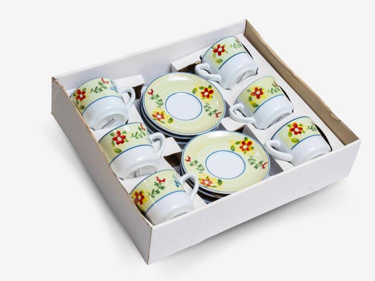 Imagem de Estojo 6 Xícaras de Chá com Pires - Dec. Borboleta