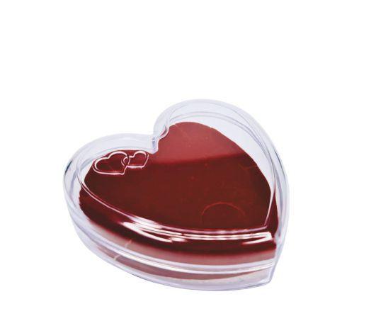Imagem de Estojo acrílico coração transparente berço vermelho 9x9cm