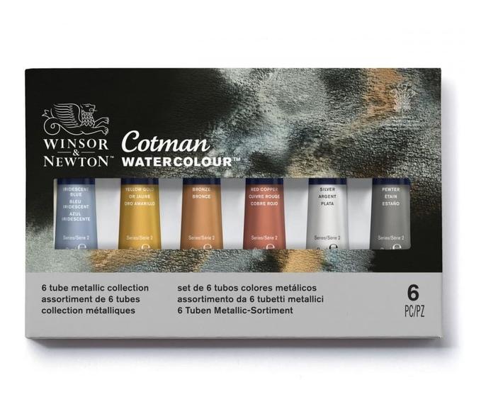 Imagem de Estojo Aquarela Tubo Cores Metálicas Winsor Cotman 6 Cores