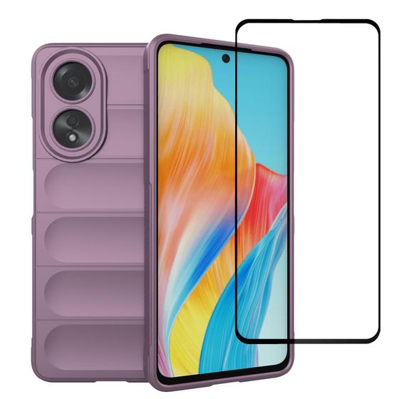 Imagem de Estojo BIOPLJ para OPPO A58 4G com vidro temperado roxo