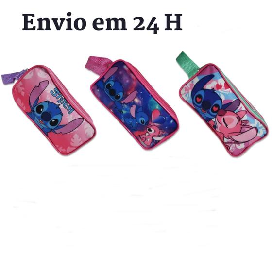 Imagem de Estojo Bolsinha Escolar duas Divisorias STITCH Porta Lapiz Canetas