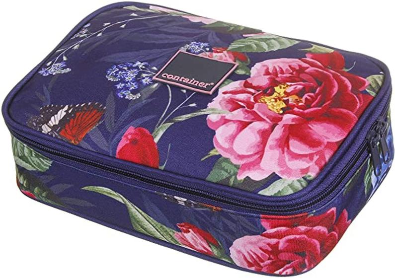 Imagem de Estojo Box Container Flowers Azul Dermiwil com 1 zíper