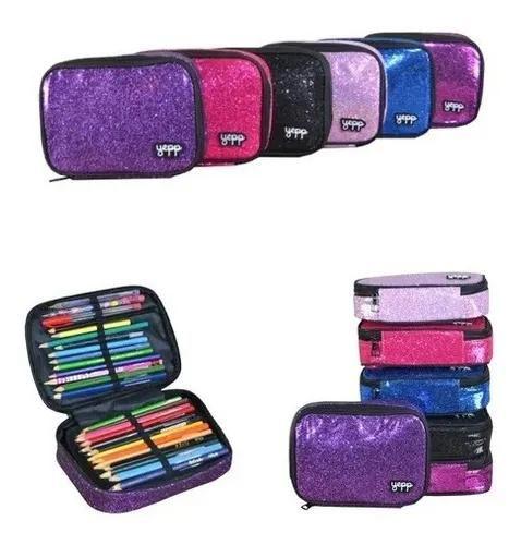 Estojo Box Escolar Feminino Glitter Organizador 100 Lápis Menor preço em Estojo Box Escolar Feminino Glitter Organizador 100 Lápis
