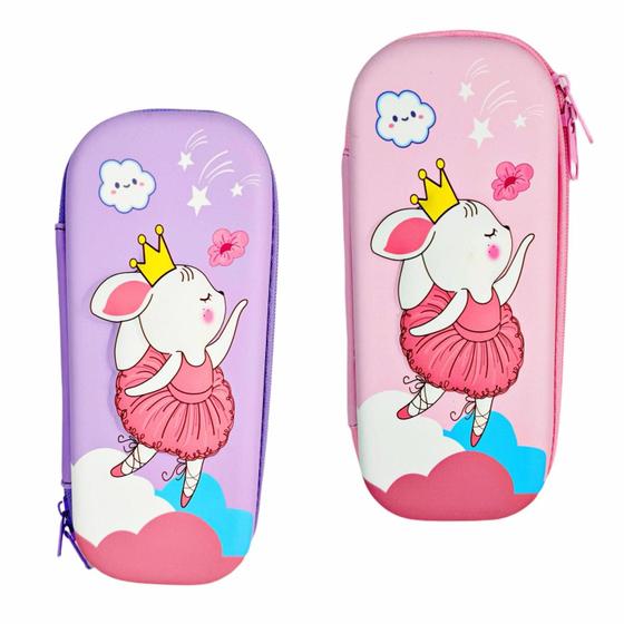 Imagem de Estojo Box Escolar Infantil 3D Feminino Com Divisória Interna ESTBF