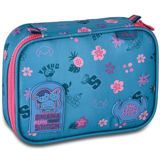 Imagem de Estojo BOX Escolar Infantil Disney STITCH TSUM TSUM Azul