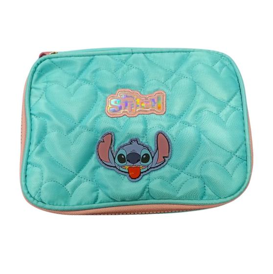 Imagem de Estojo Box Espaçoso Stitch Turquesa Escolar 100 Lápis