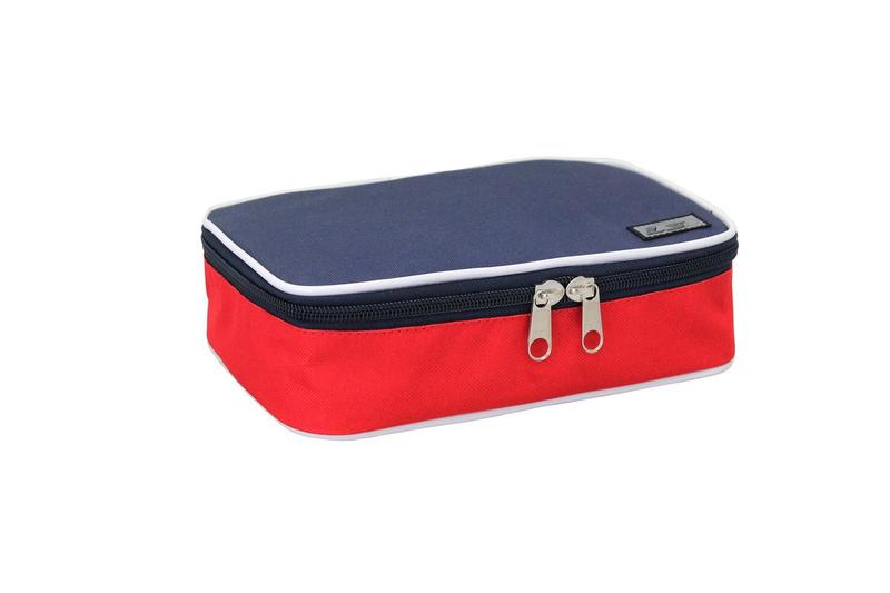 Imagem de Estojo Box LS Bolsas Azul com Vermelho e Branco com divisões Para Lápis e Canetas - EE2149