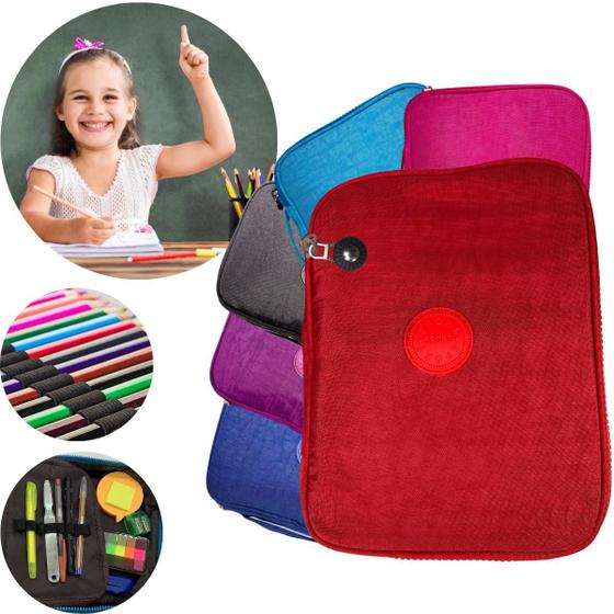 Estojo Box Nylon 100 Canetas Grande Com 2 Divisórias Escolar Menor preço em Estojo Box Nylon 100 Canetas Grande Com 2 Divisórias Escolar
