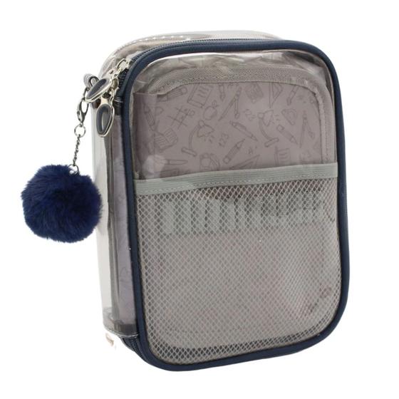 Imagem de Estojo box transparente c/aba decorada + pompom Daterra