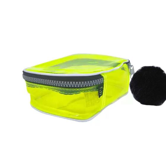 Imagem de Estojo box transparente neon c/ pompom FIZZ