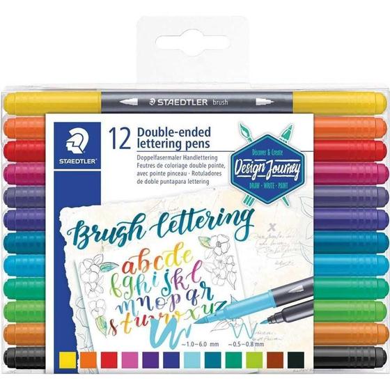 Imagem de Estojo Caneta Brush Letter Ponta Dupla 12 Cores - Staedtler