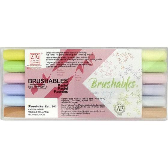 Imagem de Estojo Caneta Brushables Kuretake Pastel 6 Unidades