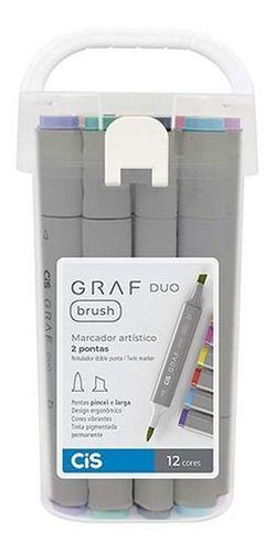 Imagem de Estojo Caneta Cis Graf Duo Brush  12 Cores 2 Pontas