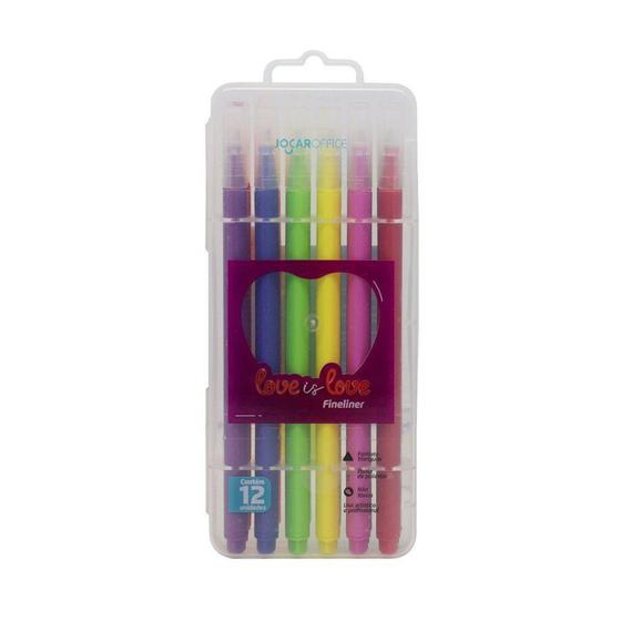 Imagem de Estojo Caneta Fineliner 0.4mm Love is Love 12 Cores - JOCAR OFFICE