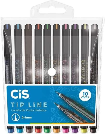 Imagem de Estojo Caneta Trip Line 0.4mm Com 10 Cores Cis