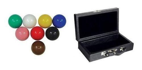 Imagem de Estojo Com Bola Snooker Sinuca Bilhar 8 Bolas Coloridas