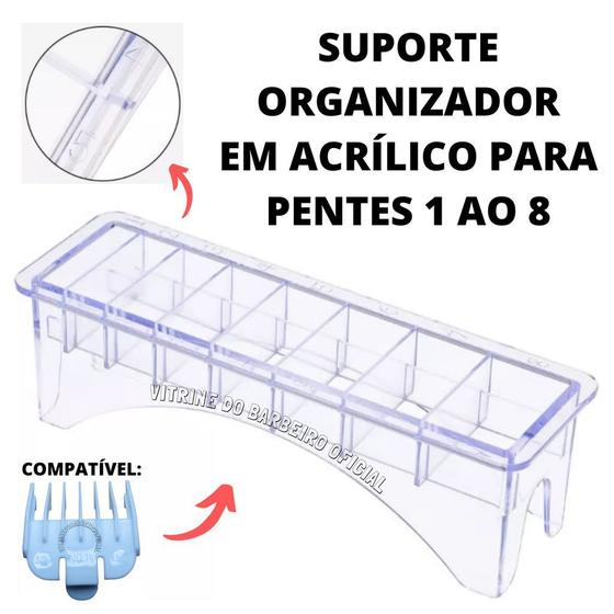 Imagem de Estojo De Acrílico P/ 8 Pentes Organizador Para Barbearia