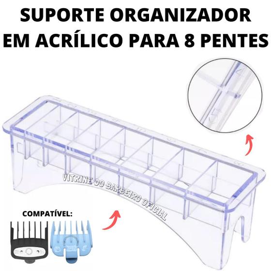 Imagem de Estojo De Acrílico P/ 8 Pentes Organizador Para Barbearia