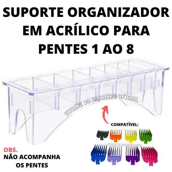 Imagem de Estojo De Acrílico P/ 8 Pentes Organizador Para Barbearia